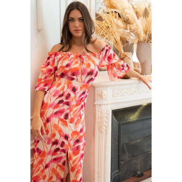 Jane Wood Off Shoulder Robe Shakira Dress Size 2 - Picture 2 of 6